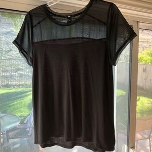 H&M Sheer Shoulder Black Top
